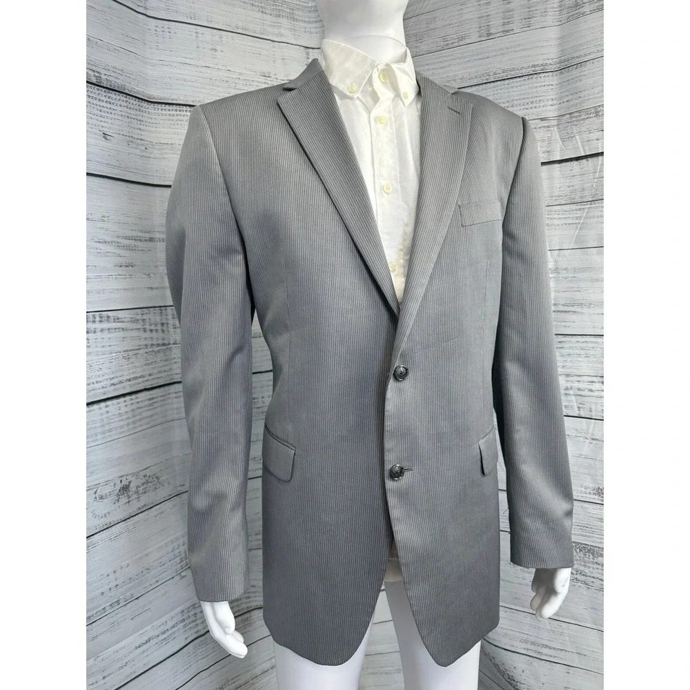 Donald J Trump Signature Coll. 2 Piece Suit Blazer 46L PinStripe 100% Wool 40x29
